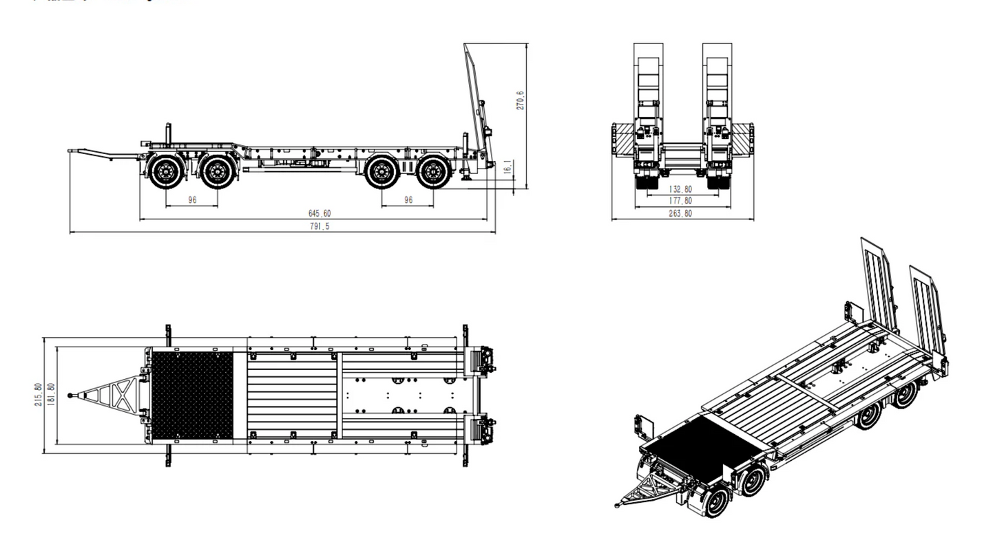 RC 1/14 Low Bed Trailer With Hydraulics CUT Hobby